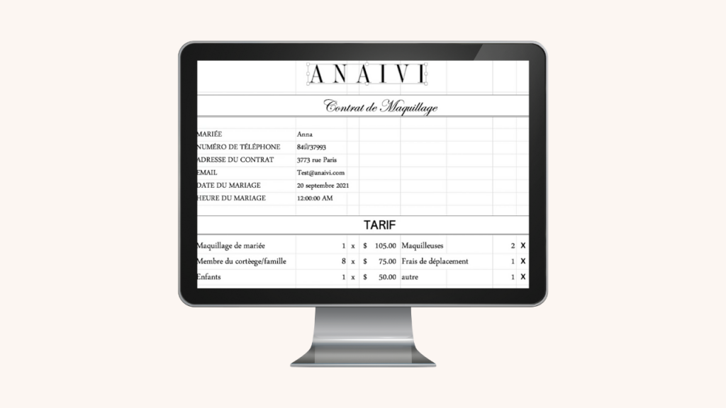 Wedding Makeup Contract Template (ENGLISH)